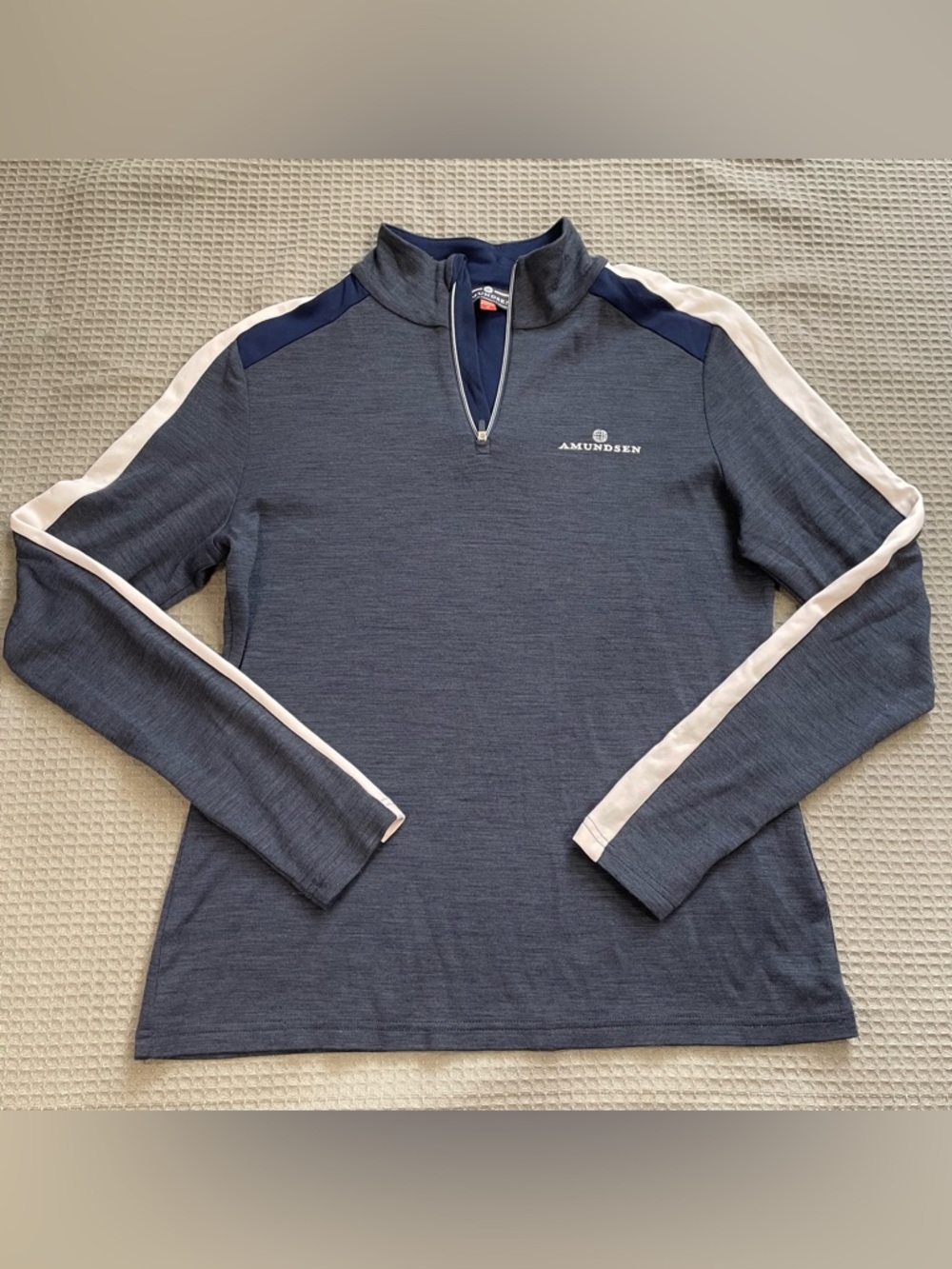 Amundsen 5Mila Wool Blend 1/4 Zip‎ Sport Pullover Shirt Medium Womens Blue